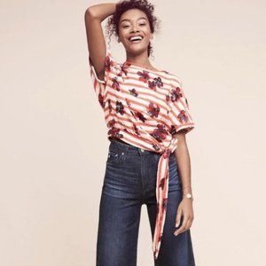Anthropologie Postmark Striped Floral Top